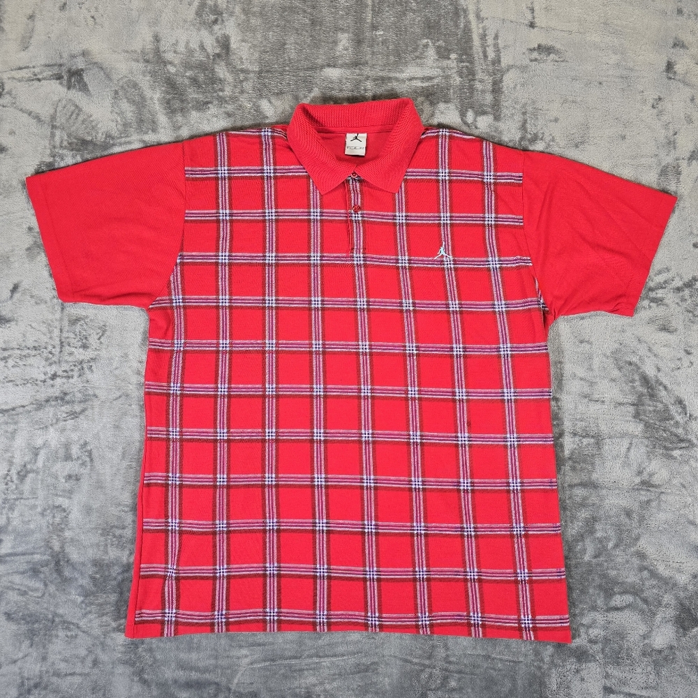 Vintage Y2K Air Jordan Silver Tag Plaid Polo Shirt Size 4XL